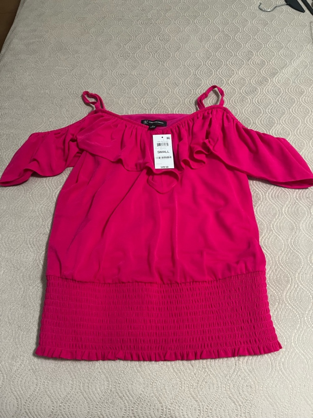 INC International Concepts Cold-Shoulder Ruffle Tank Top in Hot Pink